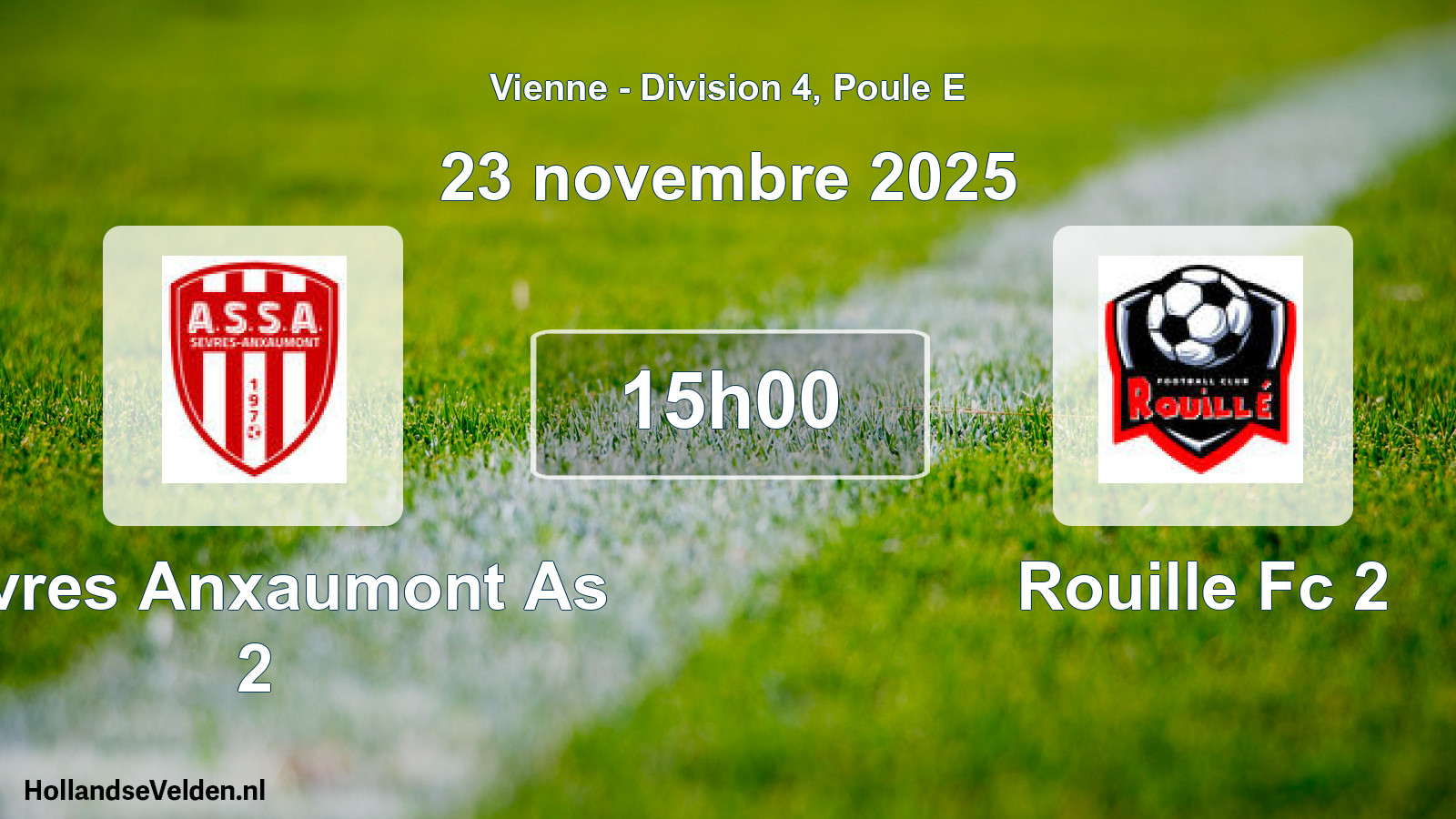 Geplande wedstrijd: Sevres Anxaumont As 2 - Rouille Fc 2 (23 novembre 2025)