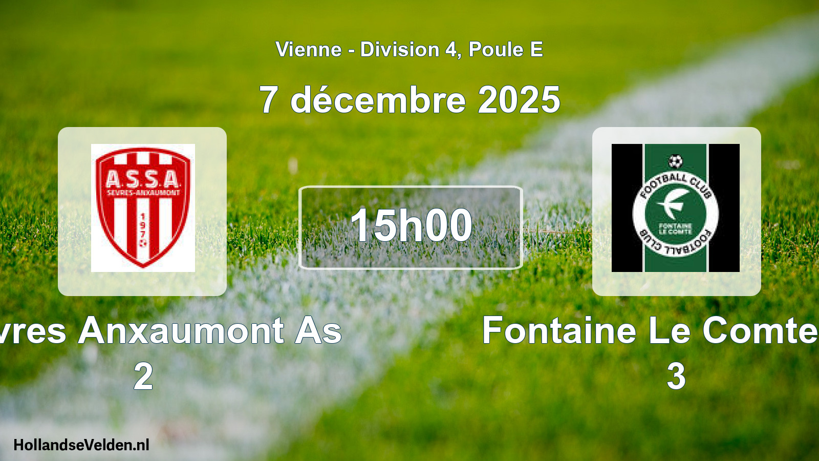 Geplande wedstrijd: Sevres Anxaumont As 2 - Fontaine Le Comte Fc 3 (7 december 2025)