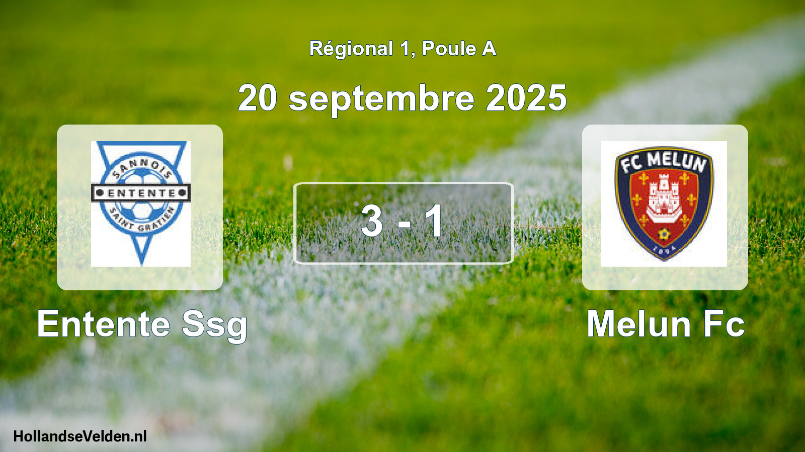 Gespeelde wedstrijd: Entente Ssg - Melun Fc 3 - 1 (20 septembre 2025)