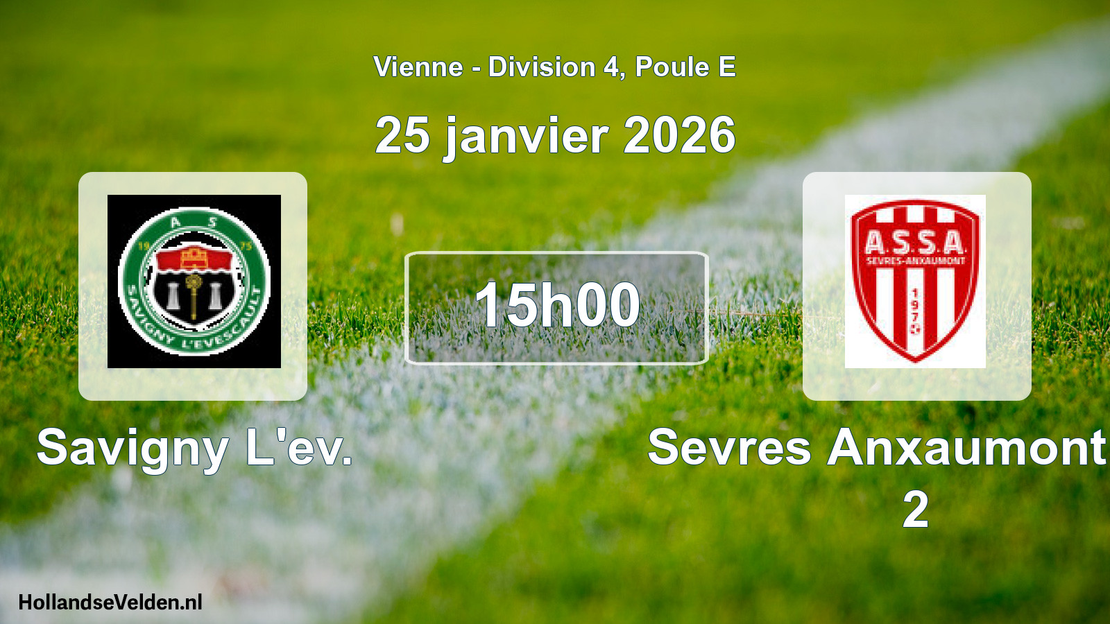 Geplande wedstrijd: Savigny L'ev. - Sevres Anxaumont As 2 (25 janvier 2026)