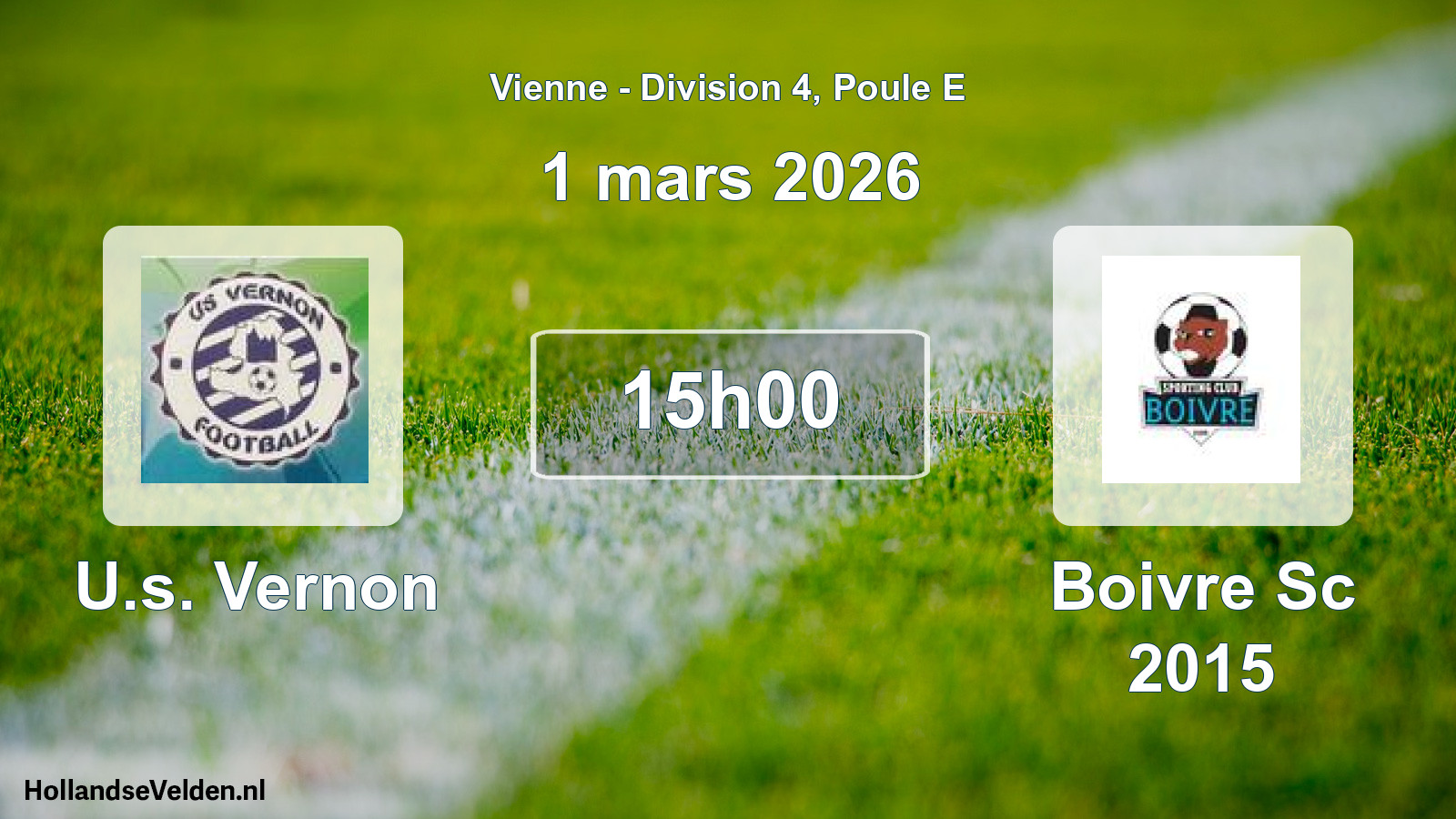 Geplande wedstrijd: U.s. Vernon - Boivre Sc 2015 (1 maart 2026)