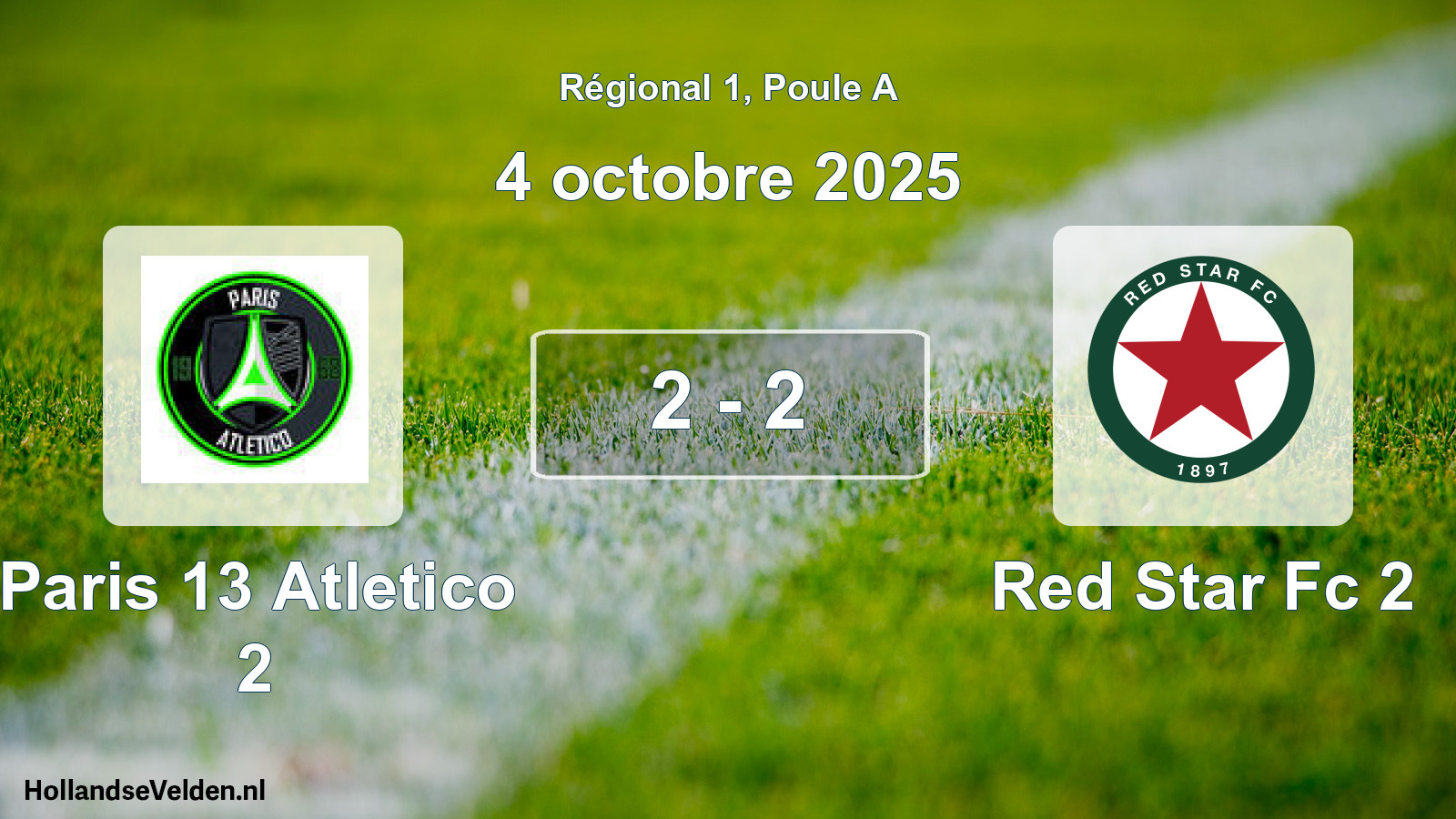 Gespeelde wedstrijd: Paris 13 Atletico 2 - Red Star Fc 2 2 - 2 (4 octobre 2025)