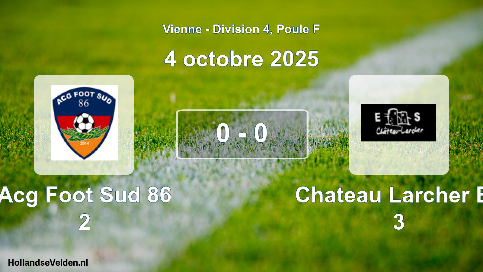 Gespeelde wedstrijd: Acg Foot Sud 86 2 - Chateau Larcher Es 3 0 - 0 (4 octobre 2025)