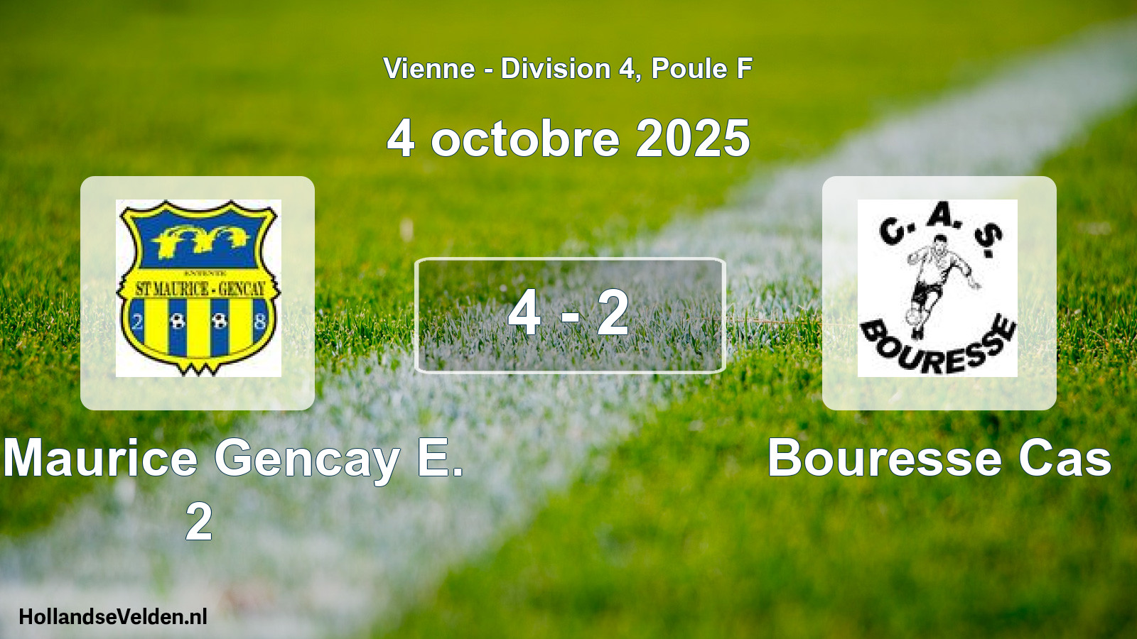 Gespeelde wedstrijd: St Maurice Gencay E. 2 - Bouresse Cas 4 - 2 (4 octobre 2025)
