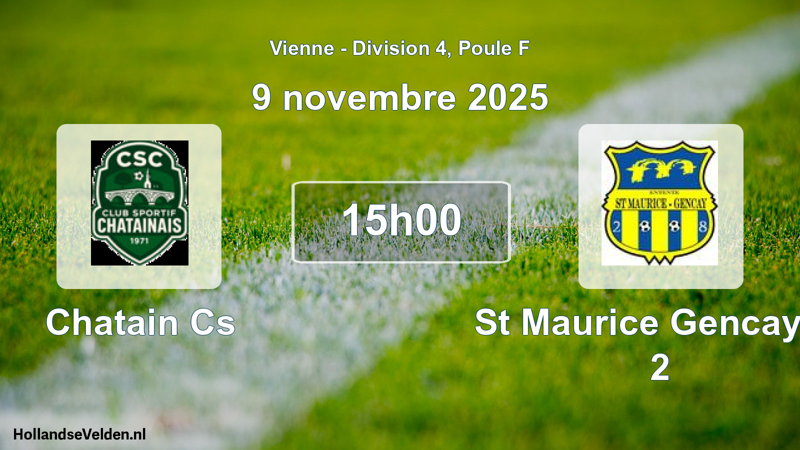 Geplande wedstrijd: Chatain Cs - St Maurice Gencay E. 2 (9 november 2025)