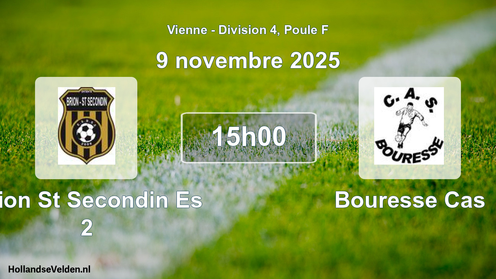 Geplande wedstrijd: Brion St Secondin Es 2 - Bouresse Cas (9 novembre 2025)