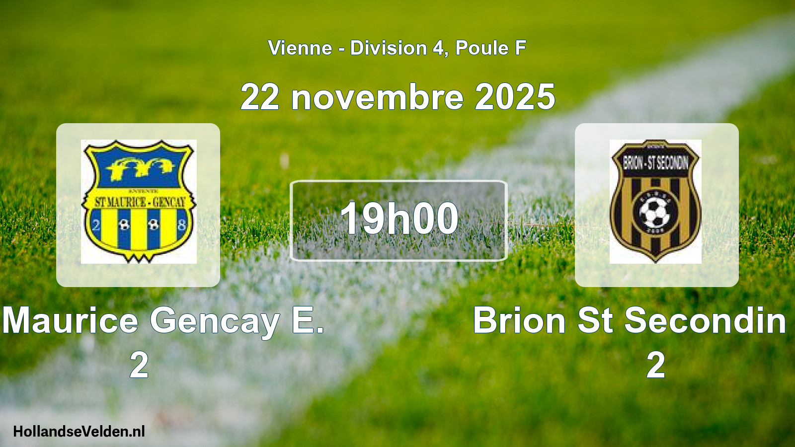 Geplande wedstrijd: St Maurice Gencay E. 2 - Brion St Secondin Es 2 (22 novembre 2025)