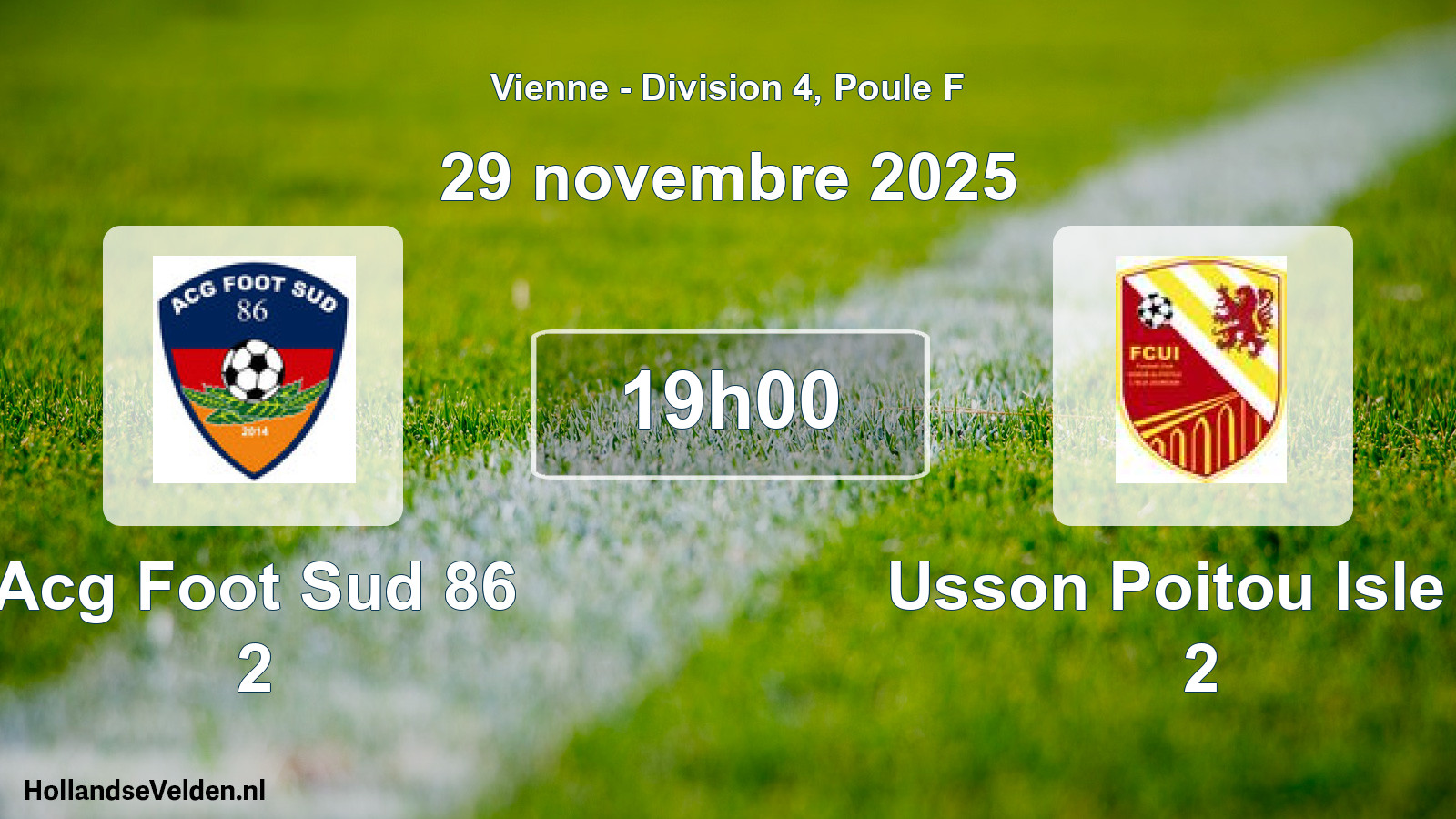 Geplande wedstrijd: Acg Foot Sud 86 2 - Usson Poitou Isle J. 2 (29 novembre 2025)