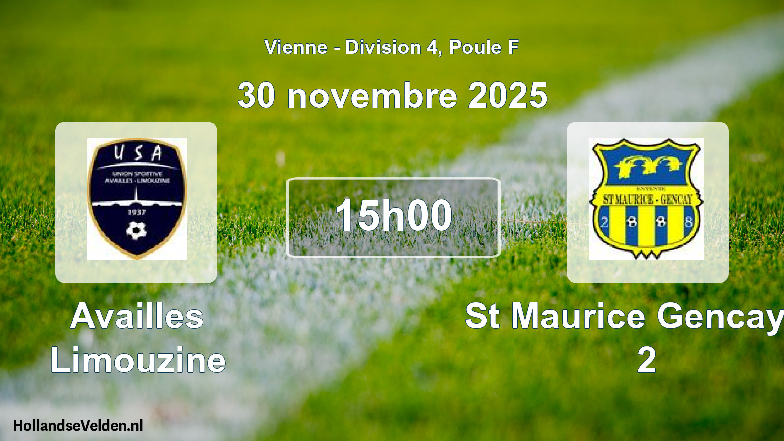 Geplande wedstrijd: Availles Limouzine - St Maurice Gencay E. 2 (30 novembre 2025)
