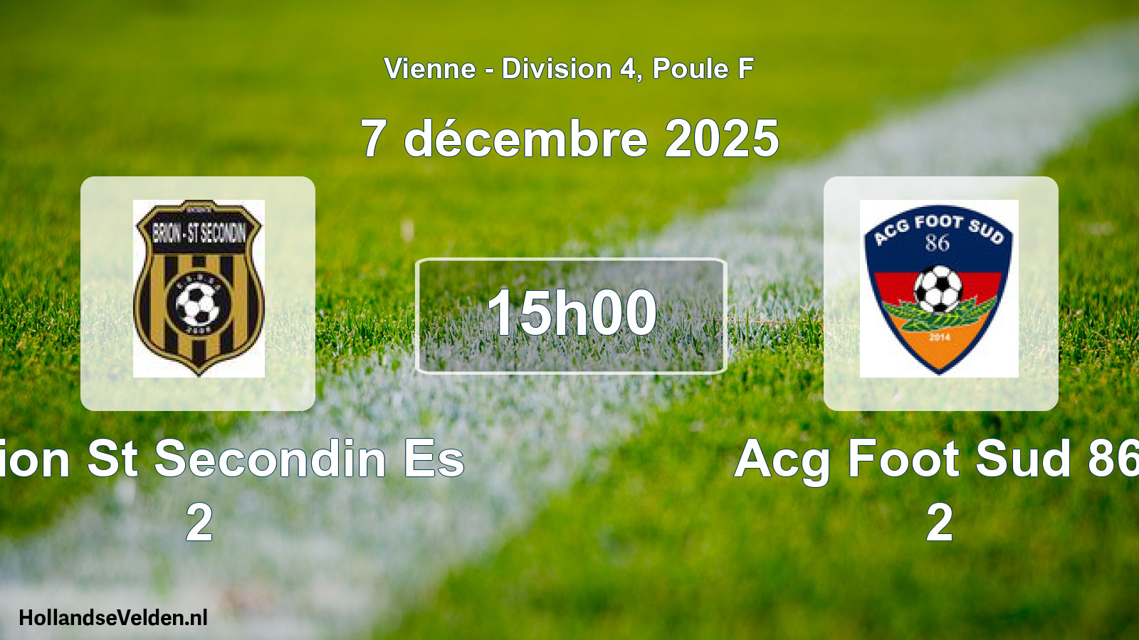 Geplande wedstrijd: Brion St Secondin Es 2 - Acg Foot Sud 86 2 (7 décembre 2025)
