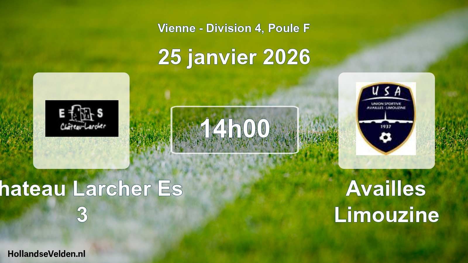 Geplande wedstrijd: Chateau Larcher Es 3 - Availles Limouzine (25 janvier 2026)