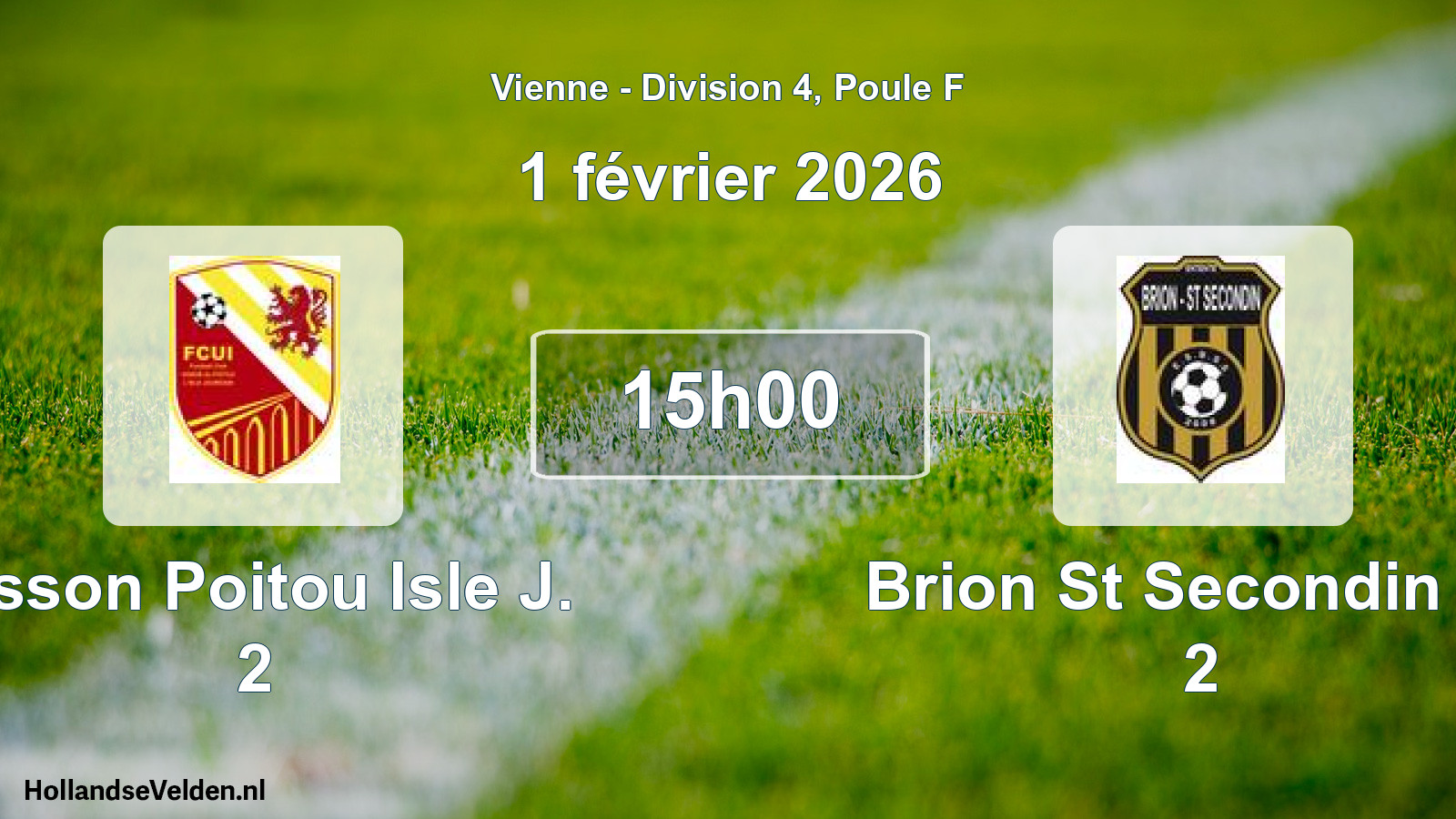 Geplande wedstrijd: Usson Poitou Isle J. 2 - Brion St Secondin Es 2 (1 février 2026)