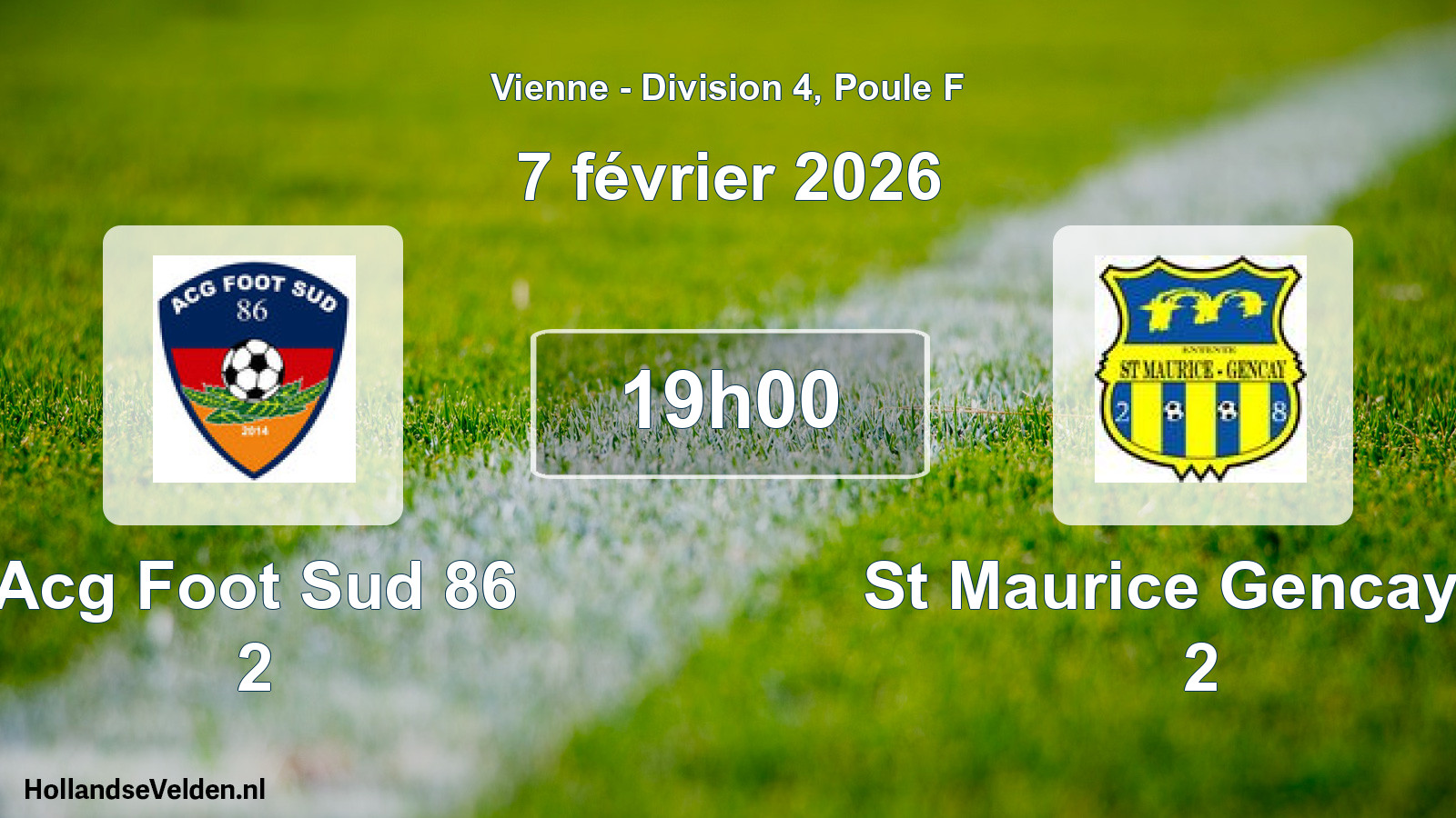 Geplande wedstrijd: Acg Foot Sud 86 2 - St Maurice Gencay E. 2 (7 février 2026)