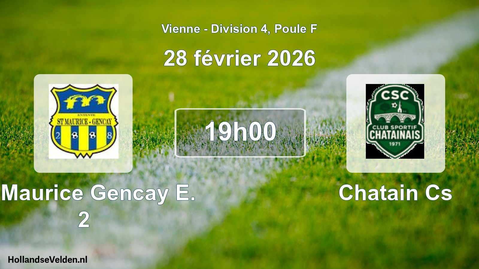 Geplande wedstrijd: St Maurice Gencay E. 2 - Chatain Cs (28 février 2026)
