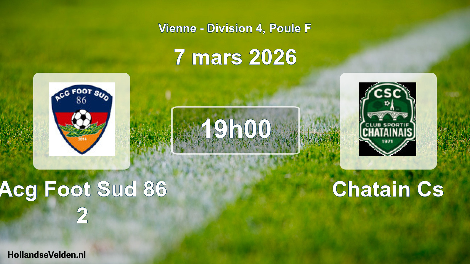 Geplande wedstrijd: Acg Foot Sud 86 2 - Chatain Cs (7 mars 2026)