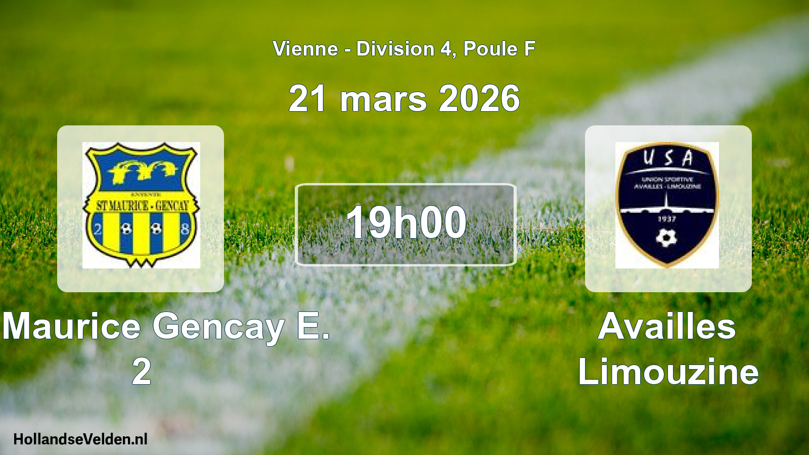 Geplande wedstrijd: St Maurice Gencay E. 2 - Availles Limouzine (21 mars 2026)
