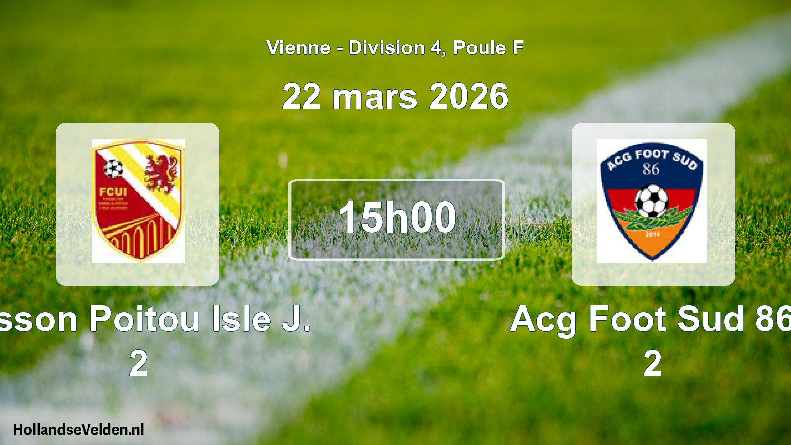 Geplande wedstrijd: Usson Poitou Isle J. 2 - Acg Foot Sud 86 2 (22 maart 2026)