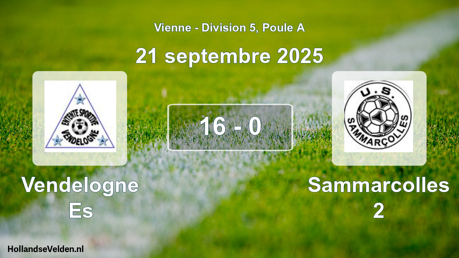 Gespeelde wedstrijd: Vendelogne Es - Sammarcolles 2 16 - 0 (21 septembre 2025)