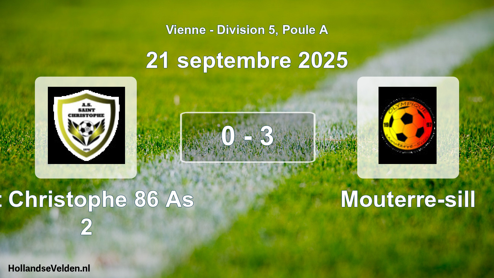 Total number of matches played: St Christophe 86 As 2 - Mouterre-sill 0 - 3 (21 September 2025)