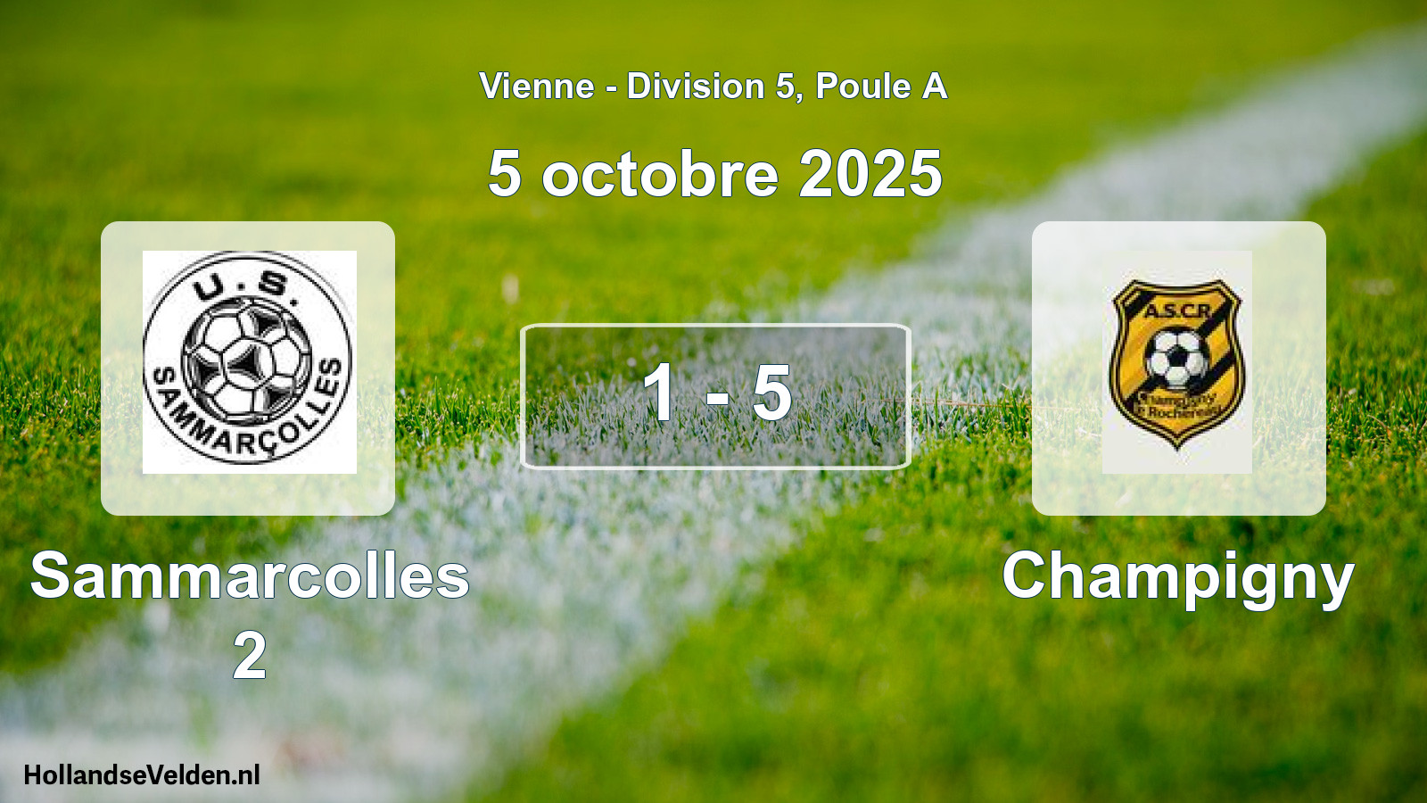 Gespeelde wedstrijd: Sammarcolles 2 - Champigny 1 - 5 (5 octobre 2025)