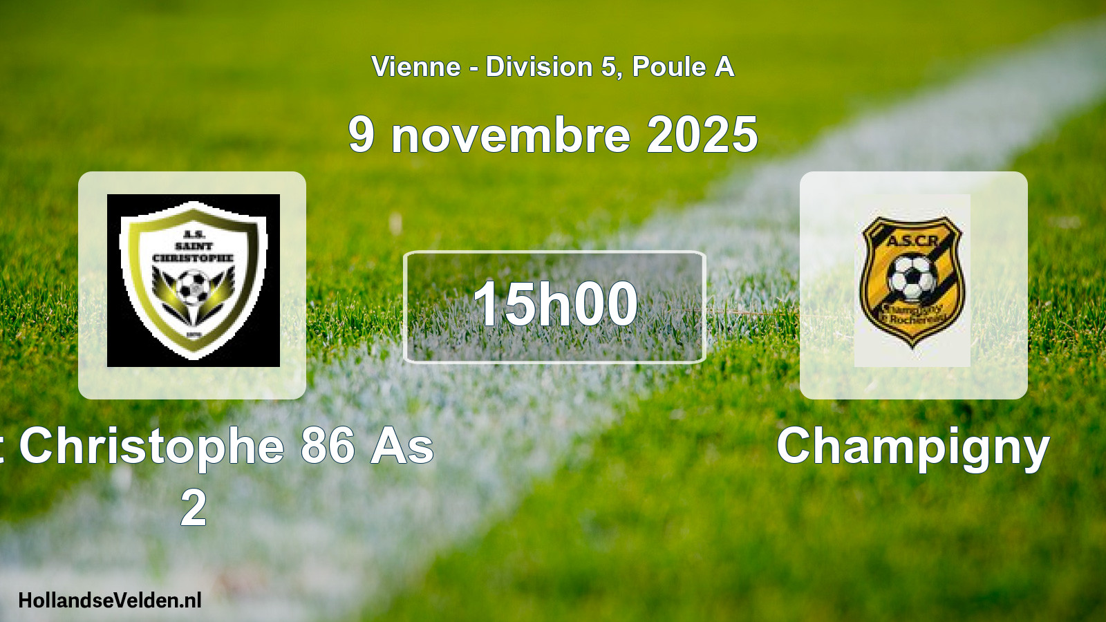Geplande wedstrijd: St Christophe 86 As 2 - Champigny (9 november 2025)