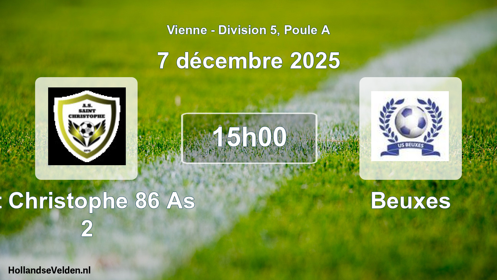 Geplande wedstrijd: St Christophe 86 As 2 - Beuxes (7 december 2025)