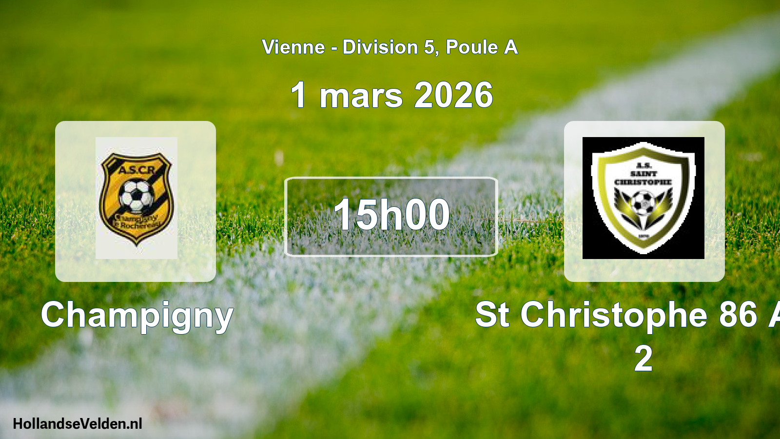 Geplande wedstrijd: Champigny - St Christophe 86 As 2 (1 mars 2026)