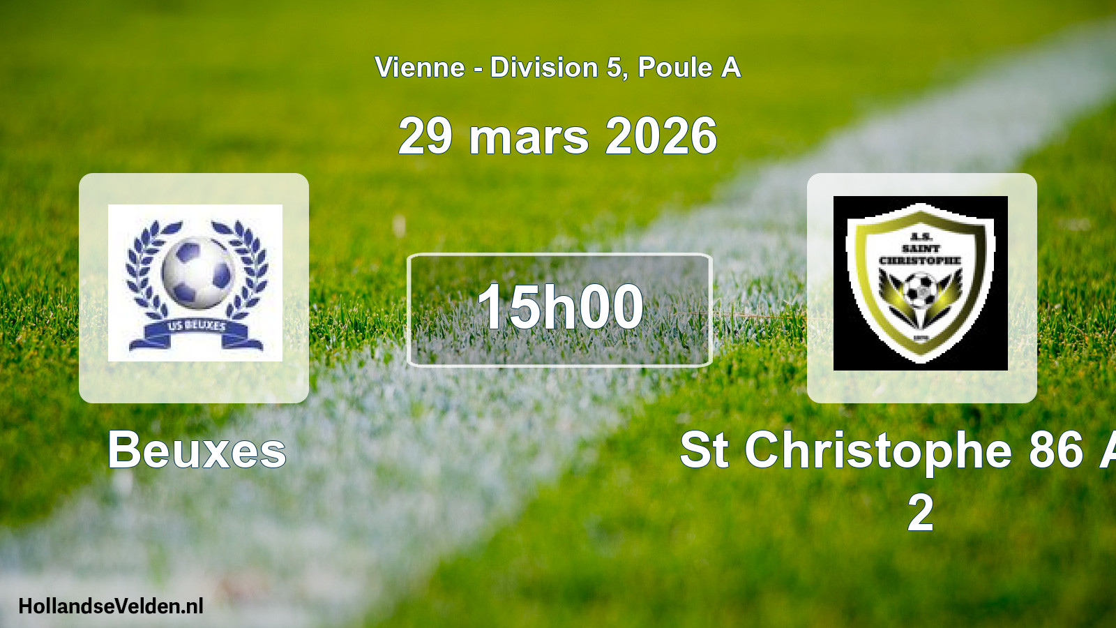 Geplande wedstrijd: Beuxes - St Christophe 86 As 2 (29 mars 2026)
