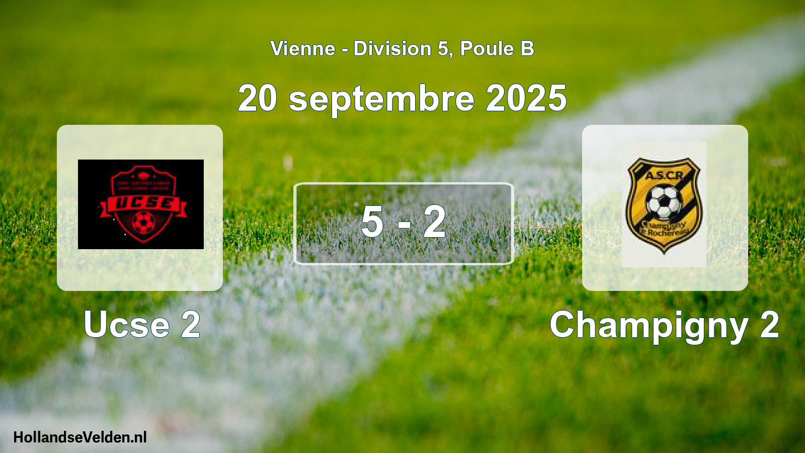 Gespeelde wedstrijd: Ucse 2 - Champigny 2 5 - 2 (20 septembre 2025)