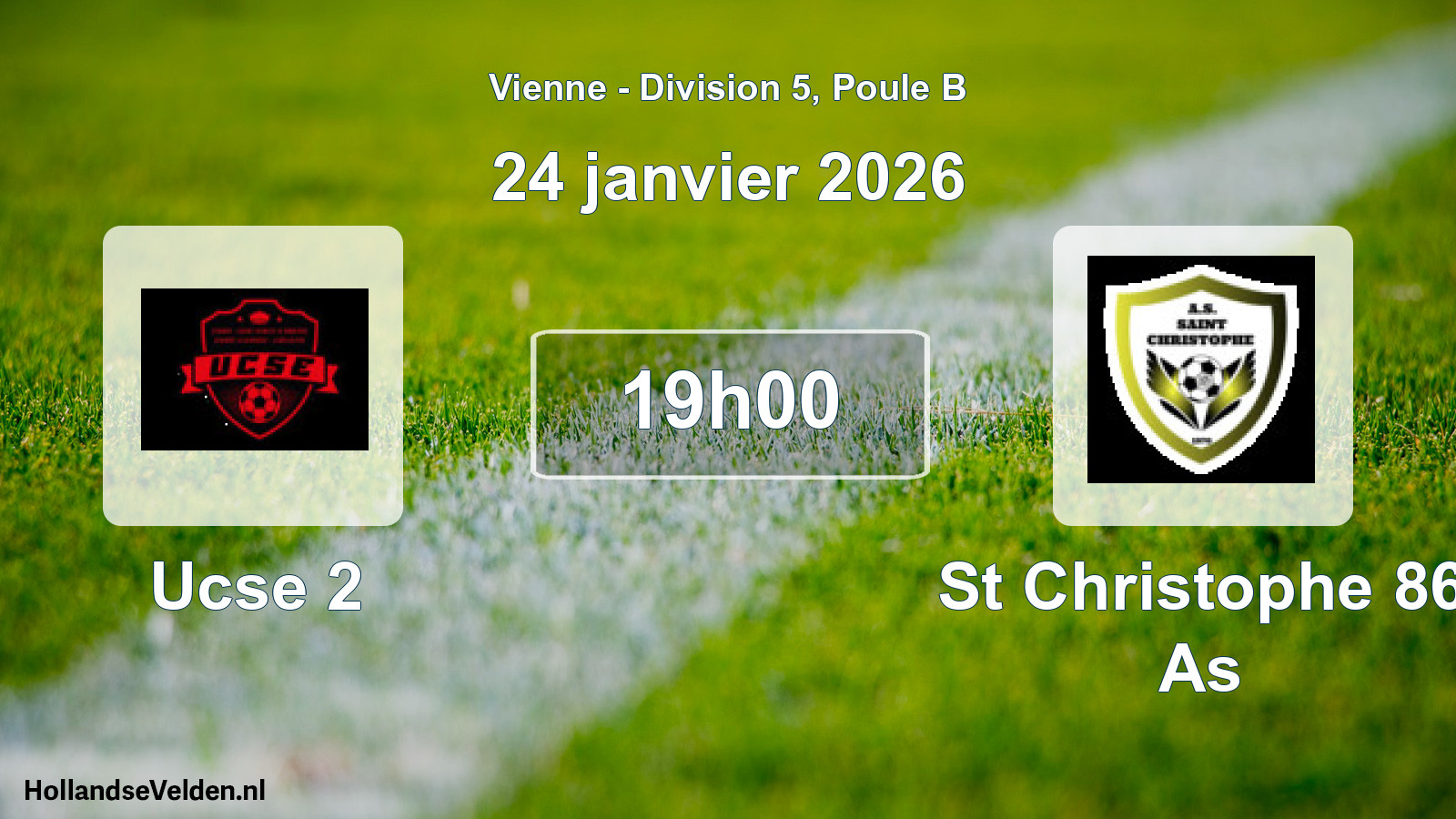 Geplande wedstrijd: Ucse 2 - St Christophe 86 As (24 janvier 2026)