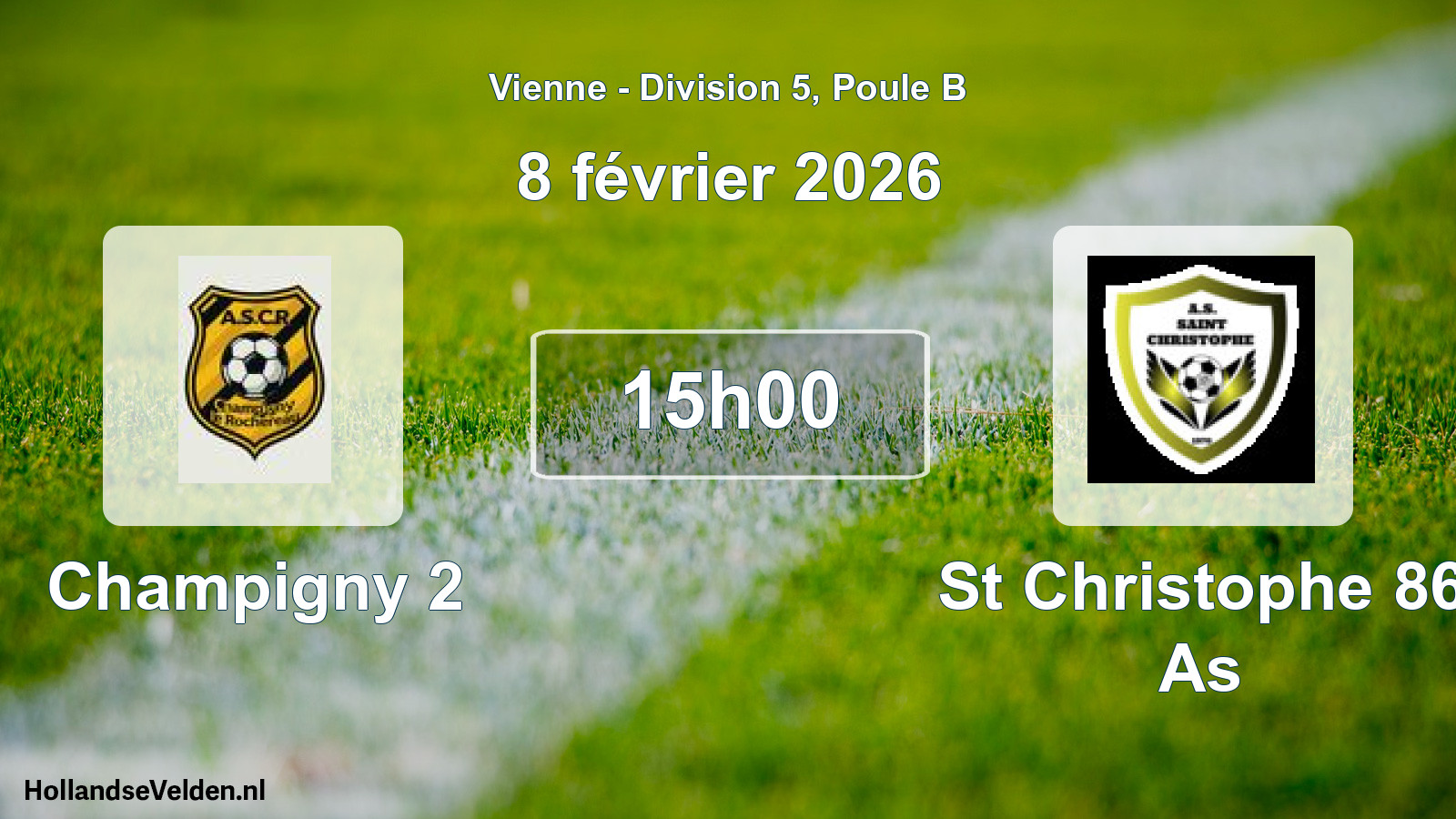 Geplande wedstrijd: Champigny 2 - St Christophe 86 As (8 février 2026)