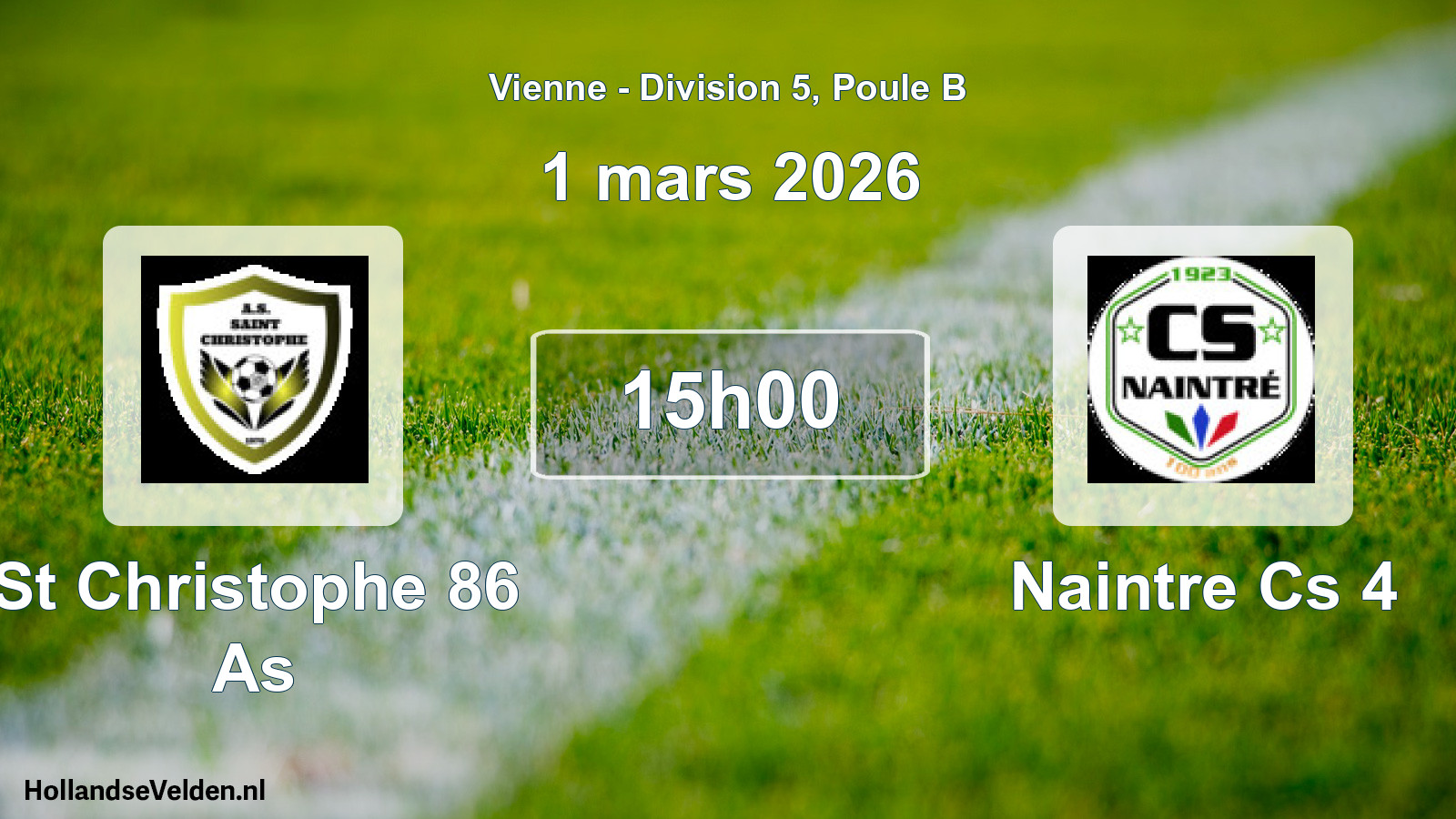 Geplande wedstrijd: St Christophe 86 As - Naintre Cs 4 (1 mars 2026)