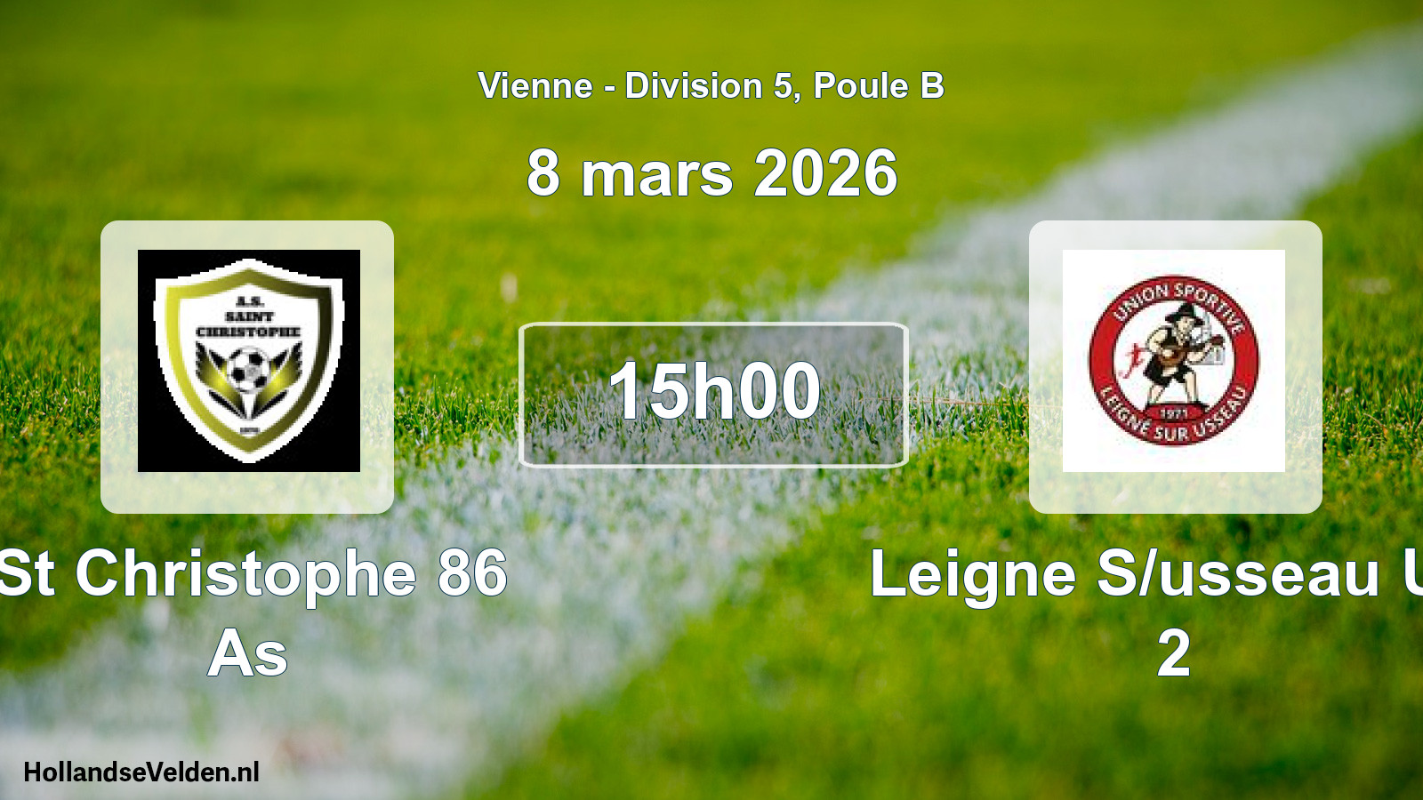 Geplande wedstrijd: St Christophe 86 As - Leigne S/usseau Us 2 (8 mars 2026)