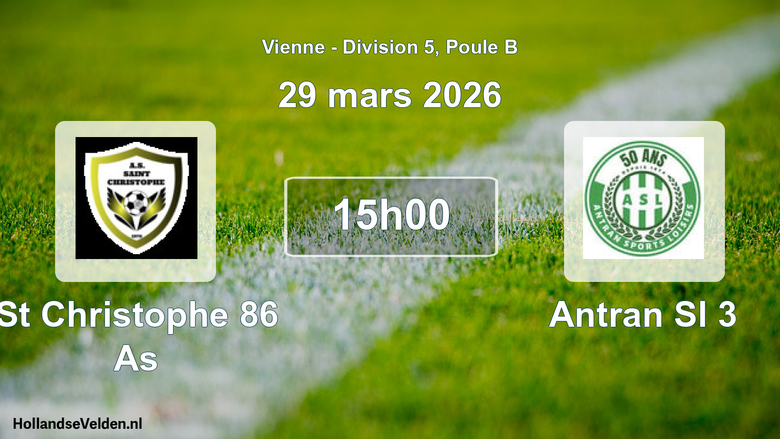 Geplande wedstrijd: St Christophe 86 As - Antran Sl 3 (29 mars 2026)