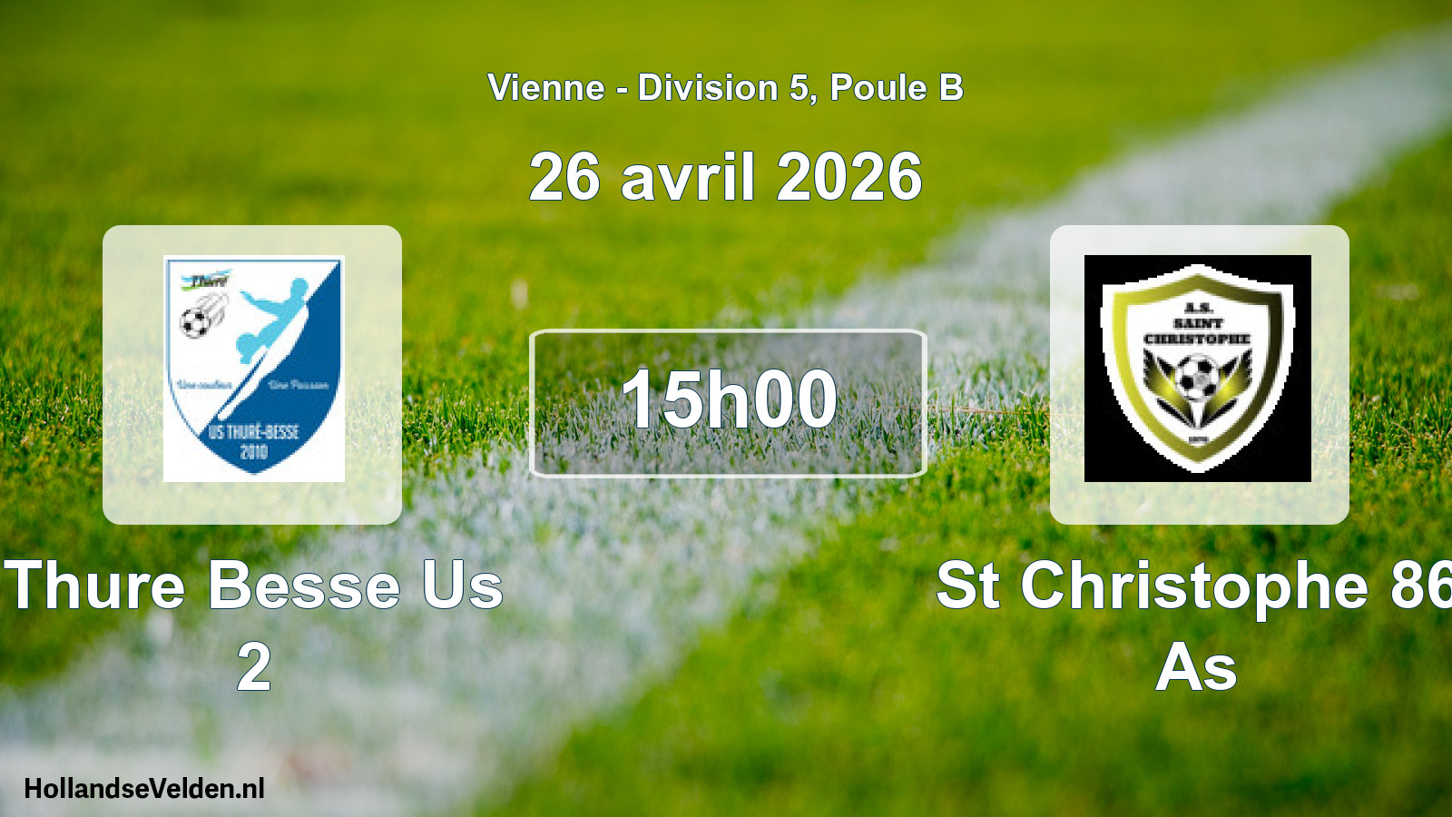 Geplande wedstrijd: Thure Besse Us 2 - St Christophe 86 As (26 avril 2026)
