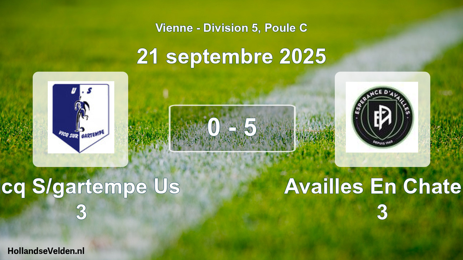 Gespeelde wedstrijd: Vicq S/gartempe Us 3 - Availles En Chatell. 3 0 - 5 (21 septembre 2025)
