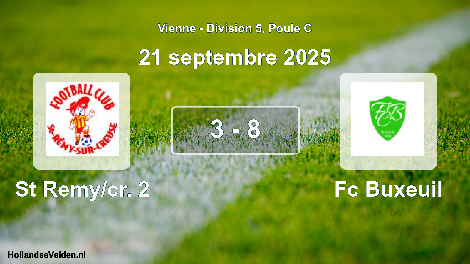 Gespeelde wedstrijd: St Remy/cr. 2 - Fc Buxeuil 3 - 8 (21 septembre 2025)