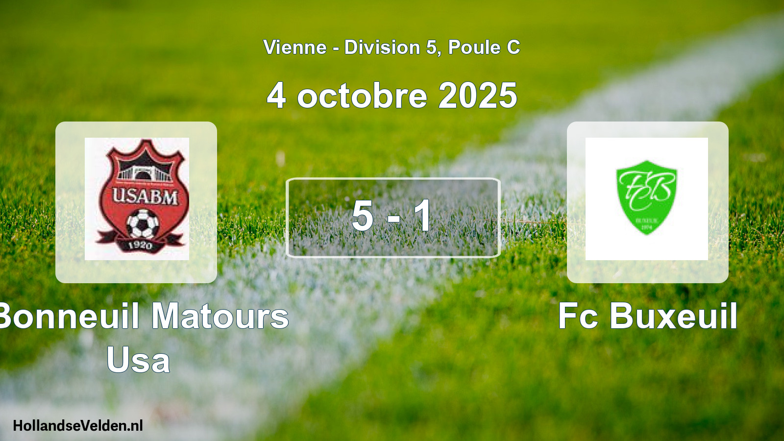 Gespeelde wedstrijd: Bonneuil Matours Usa - Fc Buxeuil 5 - 1 (4 octobre 2025)