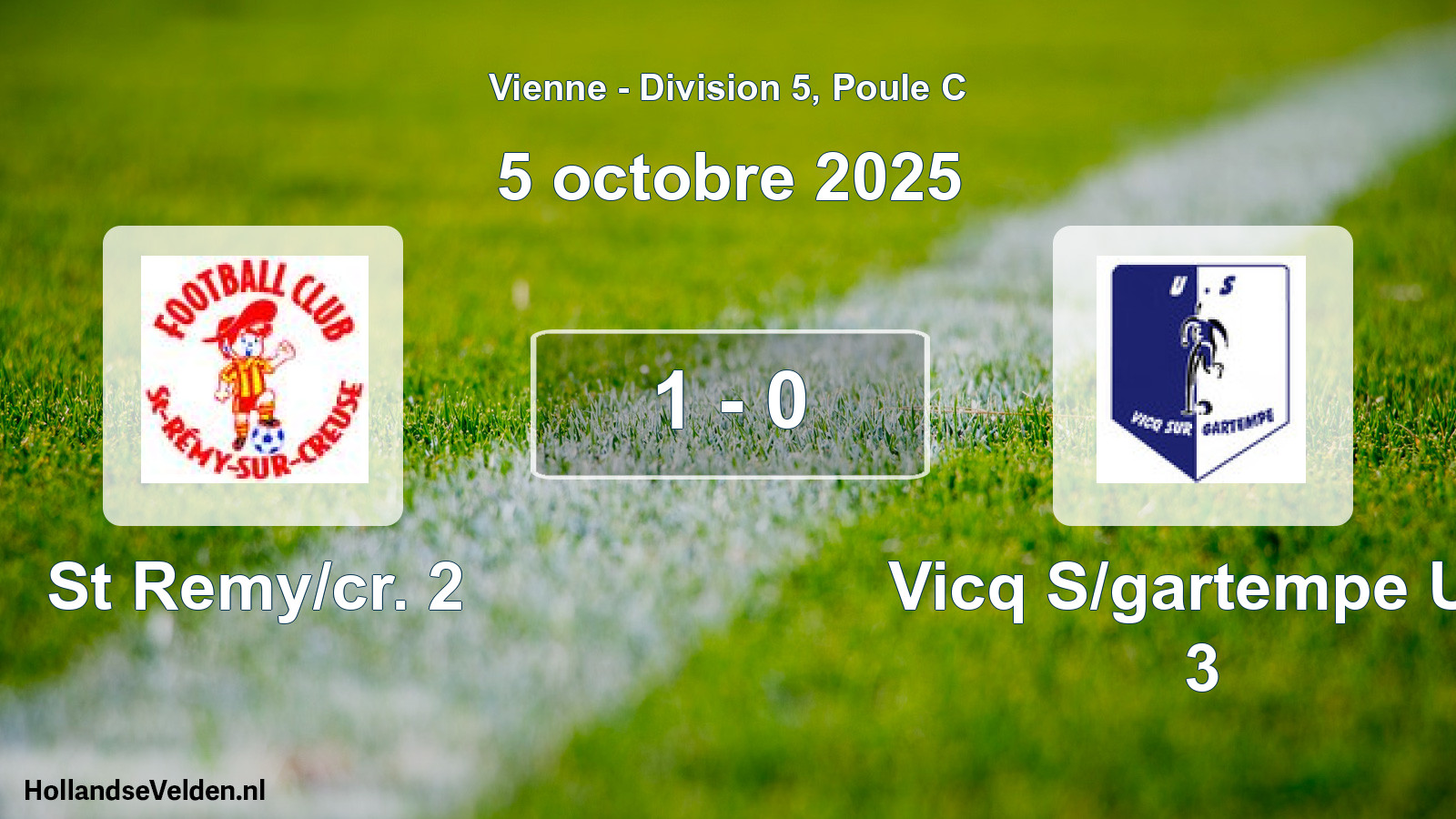 Gespeelde wedstrijd: St Remy/cr. 2 - Vicq S/gartempe Us 3 1 - 0 (5 octobre 2025)
