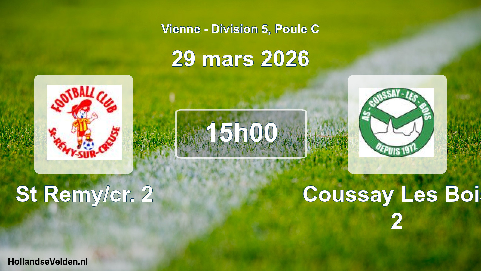 Geplande wedstrijd: St Remy/cr. 2 - Coussay Les Bois 2 (29 maart 2026)
