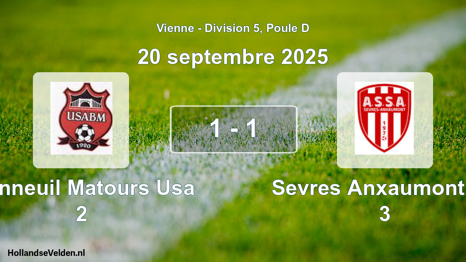 Total number of matches played: Bonneuil Matours Usa 2 - Sevres Anxaumont As 3 1 - 1 (20 September 2025)