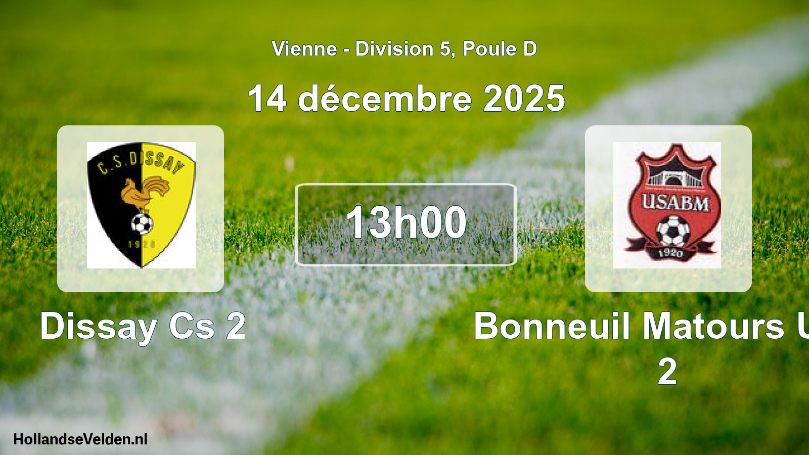 Scheduled Match: Dissay Cs 2 - Bonneuil Matours Usa 2 (14 December 2025)