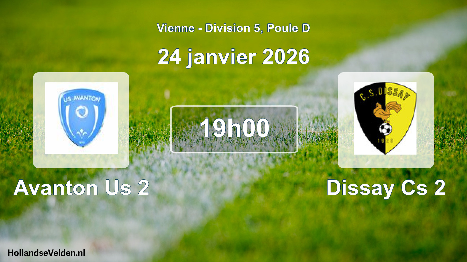 Geplande wedstrijd: Avanton Us 2 - Dissay Cs 2 (24 janvier 2026)