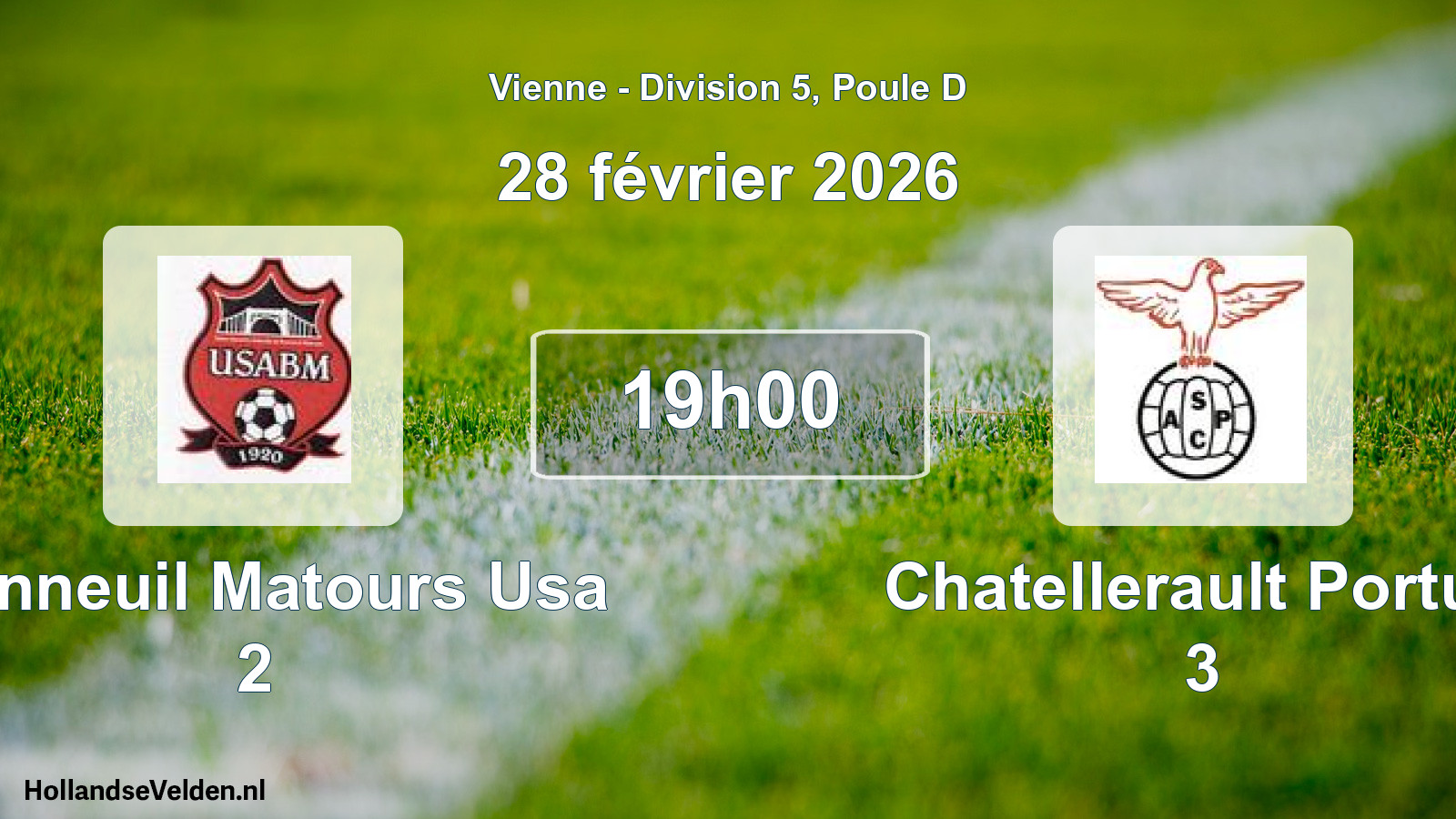 Geplande wedstrijd: Bonneuil Matours Usa 2 - Chatellerault Portug 3 (28 février 2026)