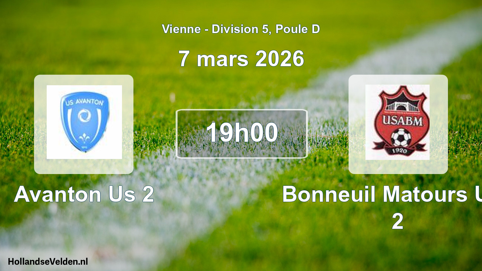 Geplande wedstrijd: Avanton Us 2 - Bonneuil Matours Usa 2 (7 mars 2026)