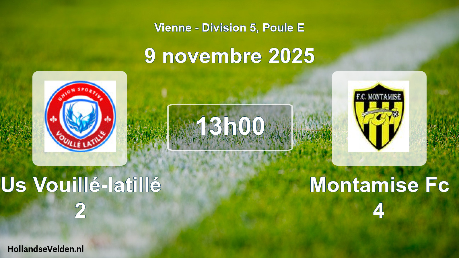 Geplande wedstrijd: Us Vouillé-latillé 2 - Montamise Fc 4 (9 november 2025)
