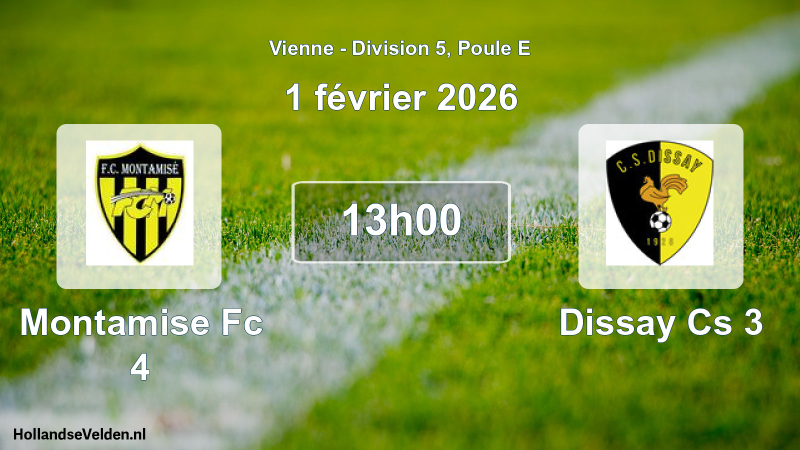 Geplande wedstrijd: Montamise Fc 4 - Dissay Cs 3 (1 februari 2026)