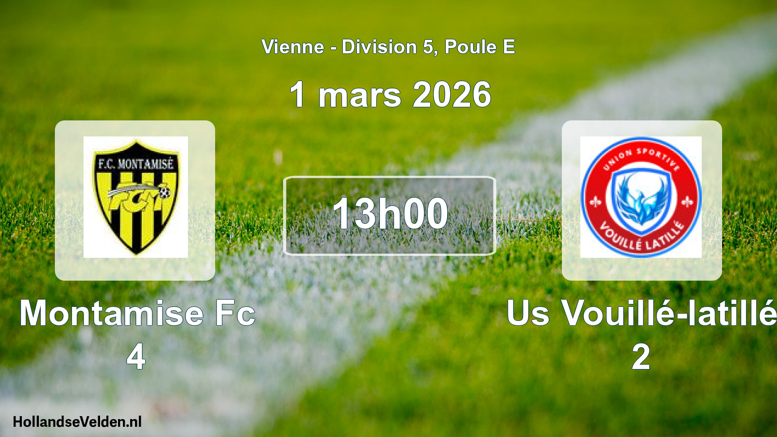 Scheduled Match: Montamise Fc 4 - Us Vouillé-latillé 2 (1 March 2026)