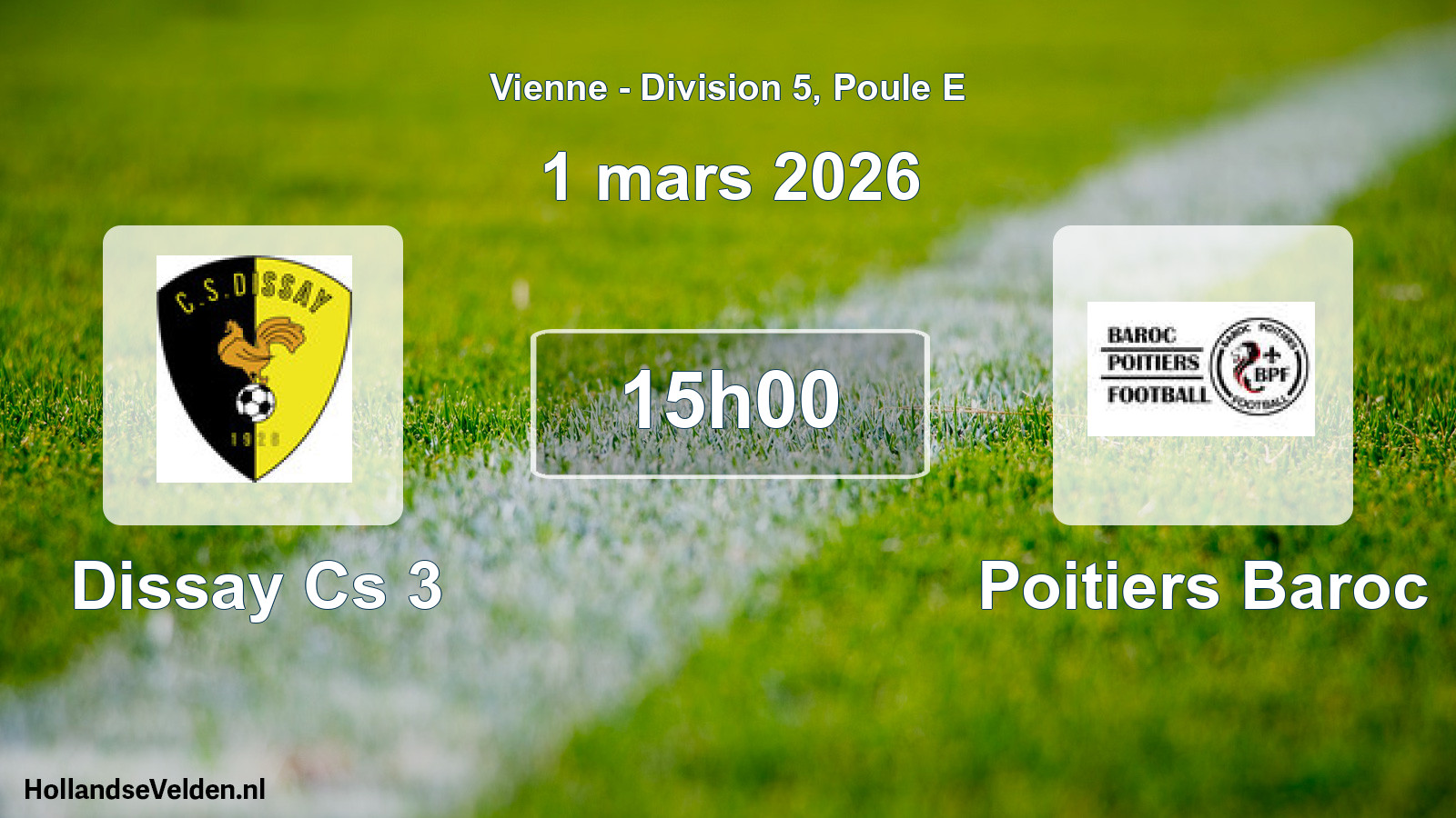 Scheduled Match: Dissay Cs 3 - Poitiers Baroc (1 March 2026)