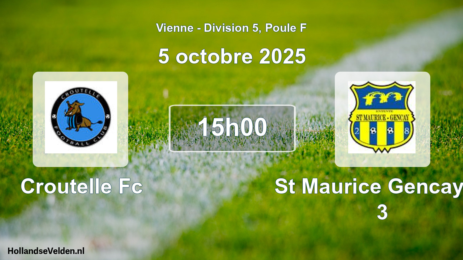Geplande wedstrijd: Croutelle Fc - St Maurice Gencay E. 3 (5 octobre 2025)